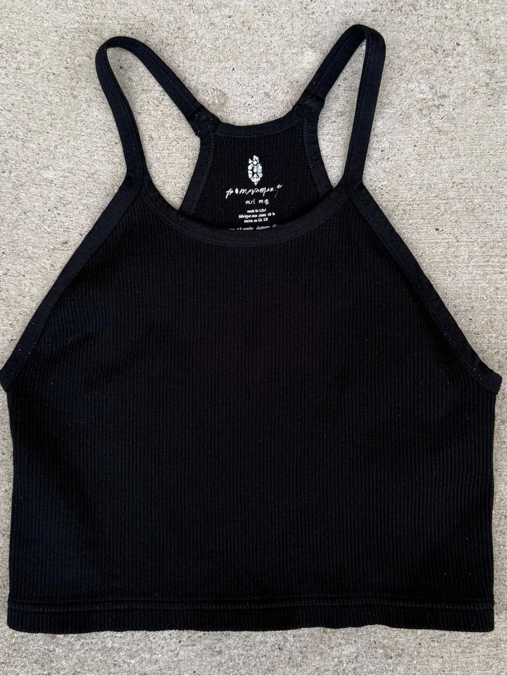 FP Movement Free People Happiness Runs Ribbed Crop Tank Top Black M/L